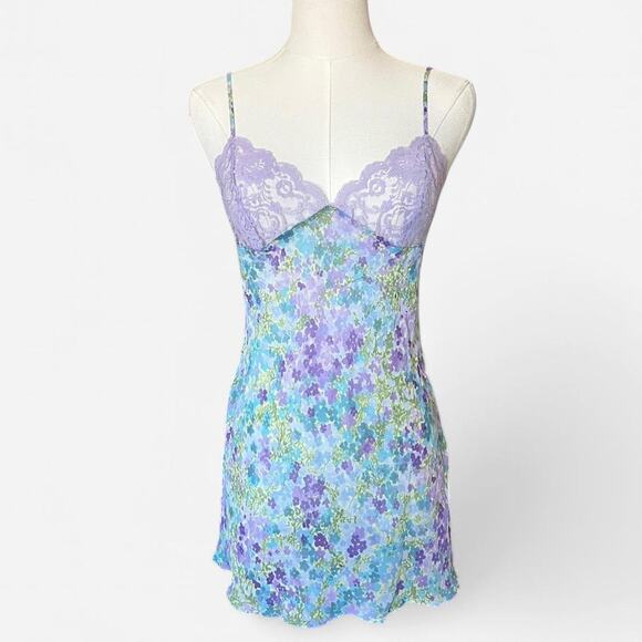 VTG Y2K Victoria's Secret Pastel Floral Spring Lace Tie Back Babydoll Slip S - Picture 3 of 8